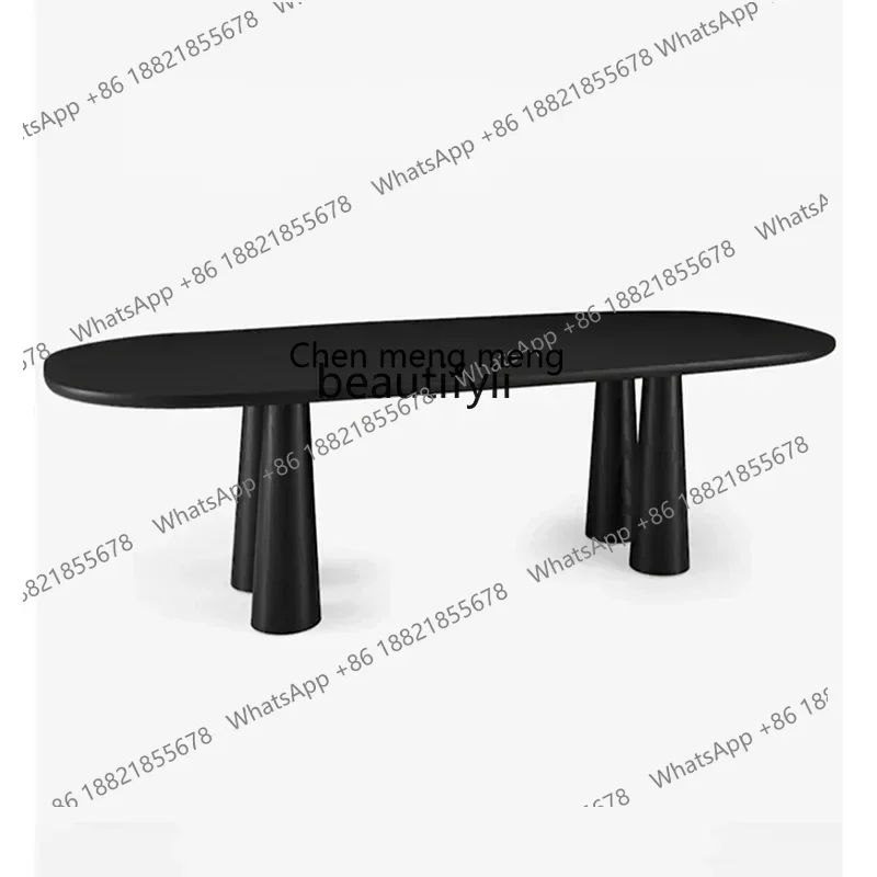 z183  Medieval oval solid wood dining table Italian minimalist Nordic minimalist retro restaurant marble surface