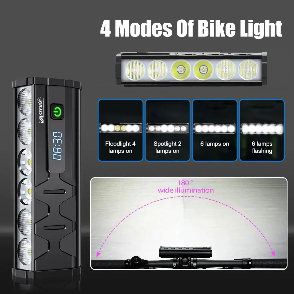 VASTFIRE Bicycle Light Front 900Lumen Bike Light 5000mAh Waterproof Flashlight USB Charging MTB Road Cycling Lamp Accessories