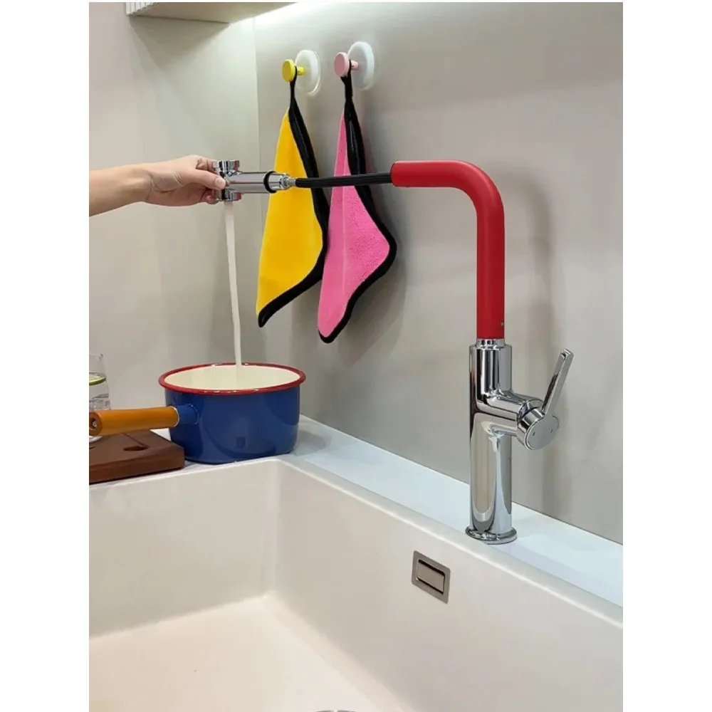 

Смеситель для кухонной мойки с выдвижным изливом, латунный, с защитой от брызг, двухцветный (белый), для холодной и горячей воды, для раковины