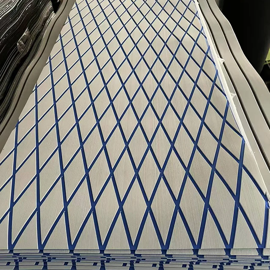 

2400*600*6mm Boat Flooring EVA Foam Decking Marine Mat with Rhombus Diamond Pattern Non-Slip Self-Adhesive Sheet Pads Motorboat