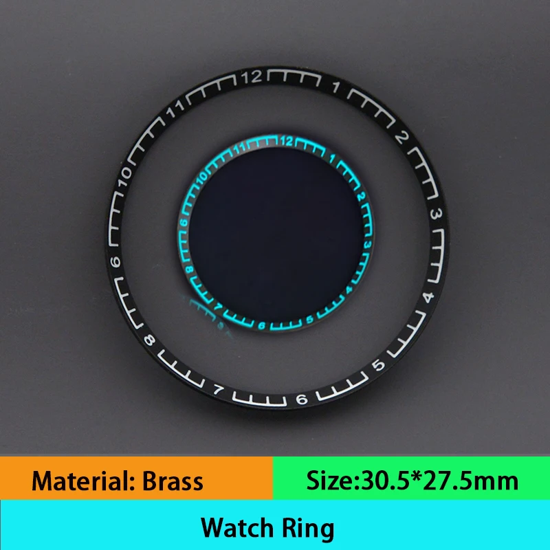 الأزرق والأخضر مضيئة ساعة الفصل الدائري 30.5 مللي متر المعادن صالح SKX007 SKX009 ساعة اكسسوارات لحركة NH35 NH36 7S 4R