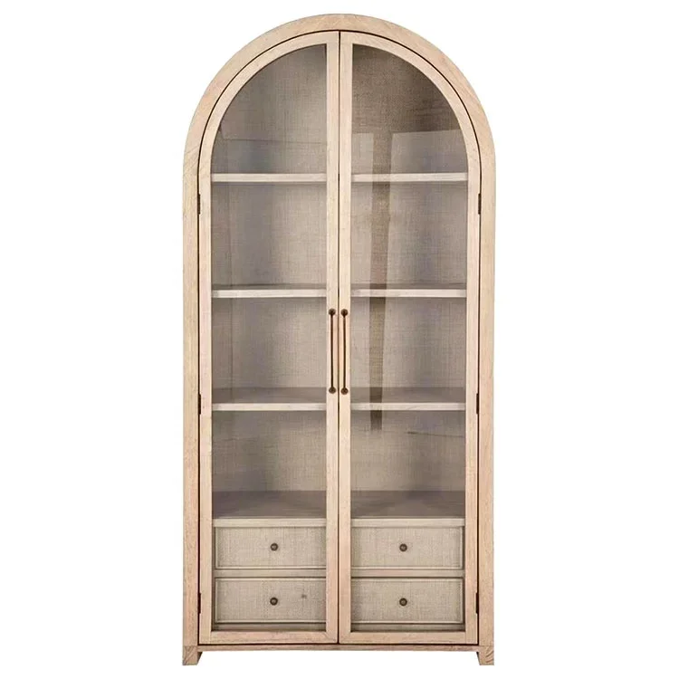 High quality Custom dining furniture modern kitchen design arched glass display cabinet