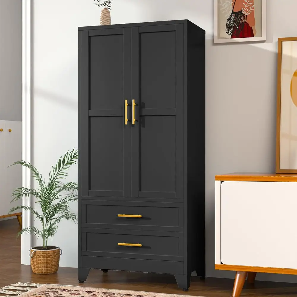 Industrial Black Steel Armoire exterior view
