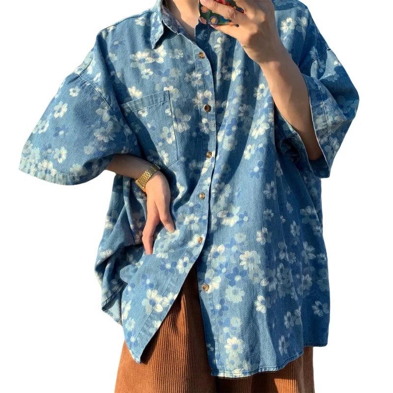 

Лето 202, мужская рубашка с цветочным принтом, повседневная универсальная внутренняя одежда, костюм, легкий деловой костюм, всесезонная повседневная рубашка