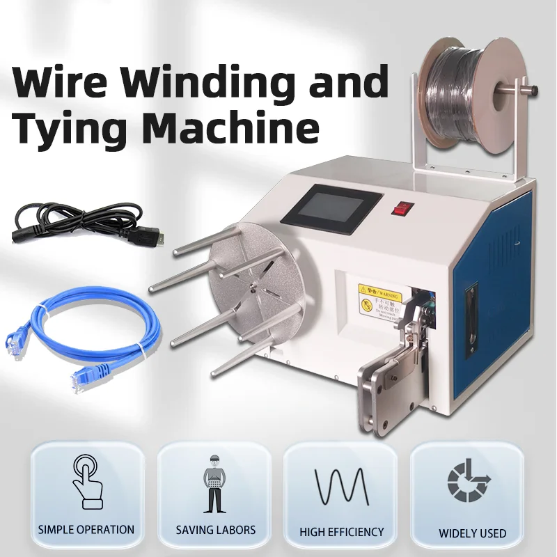 5-60mm Automatic Wire Tying Winding Machine Touch Screen Cable Binding Machine Data Cable Power Cord Wire Coil Binding Machine