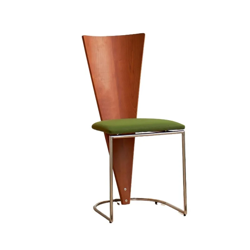 Medieval retro solid wood dining chair, household high-back dining table and chairs, cafe creative metal retro designer chair
