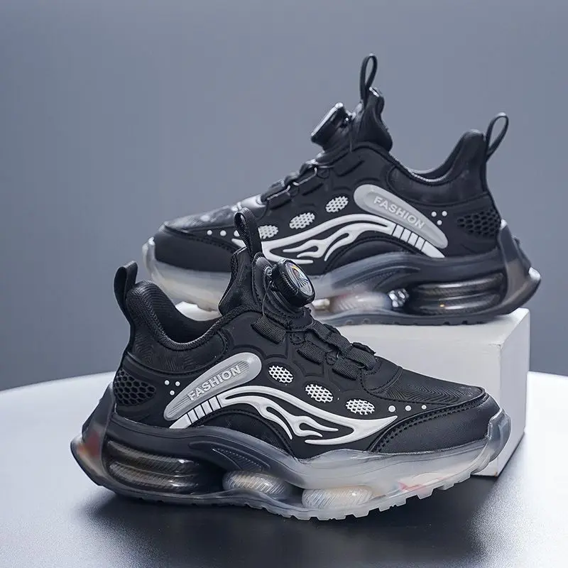 Kids Boys Athletic Shoes Fall Running Sneakers Button Fastening Rotating Lock Design Comfortable Cushion for Everyday Wear​