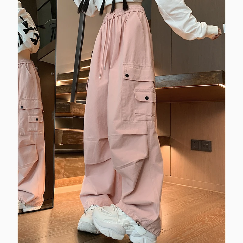 

Women Cargo Pants Y2K High Street Pockets Loose Casual Female Wide Leg Pants Summer New Fashion American Ladies Trousers