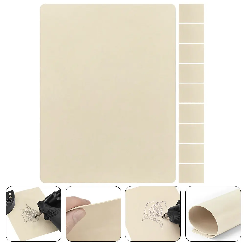 

10Pcs Silicone Tattoo Practice Skin Sheets Double-Sided Thick Reusable Fake Skin for Tattooing Makeup Microblading Shading