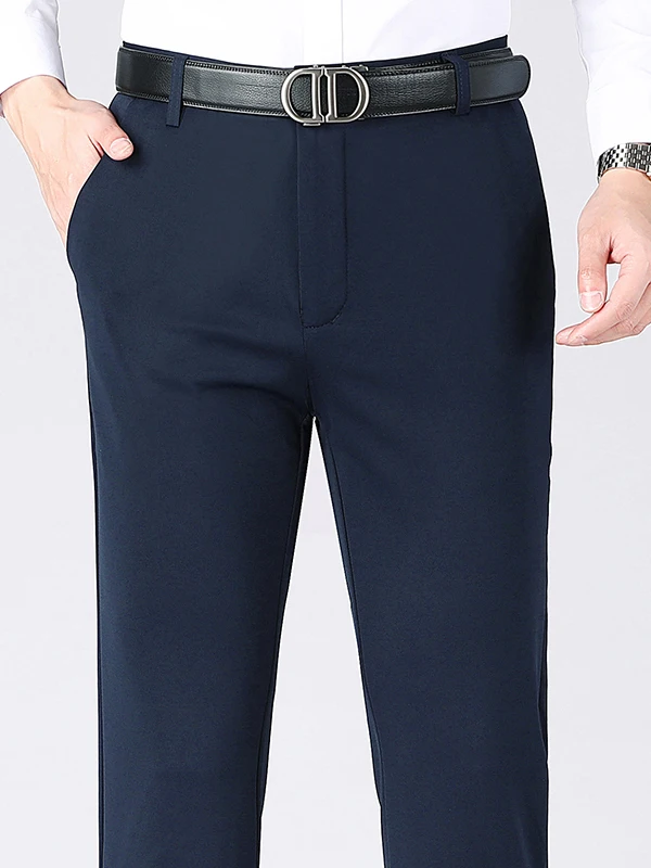 Men's Straight Fit Commuter Casual Pants Wrinkle-Resistant Office Wear Daily Outing Trousers 1 Pack