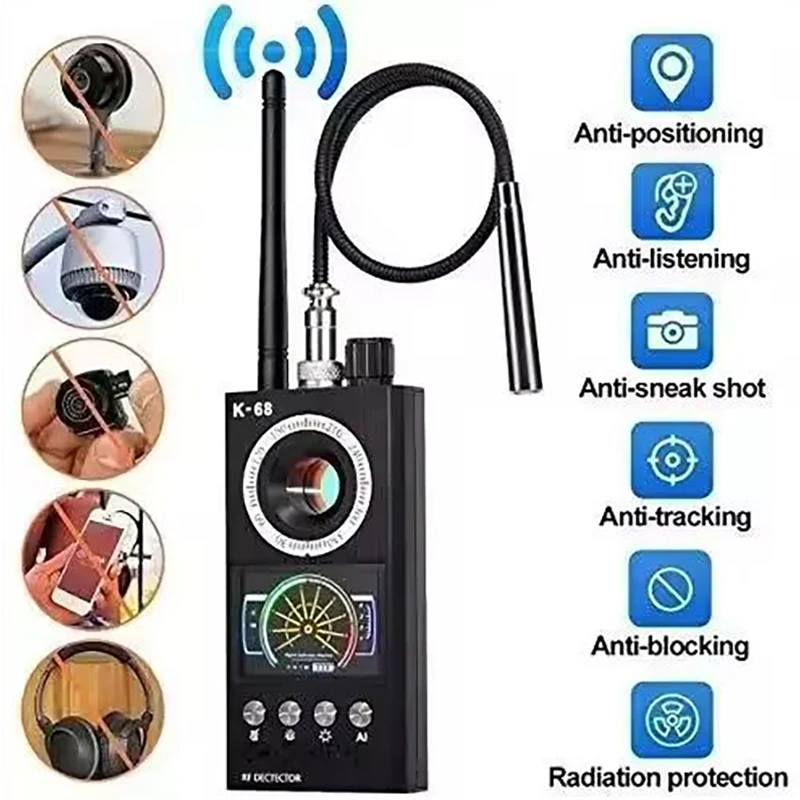 Détecteurs professionnels K68, détecteur de caméra cachée, scanner de signal, détecteur de traceur GPS, protection anti-écoute, sécurité