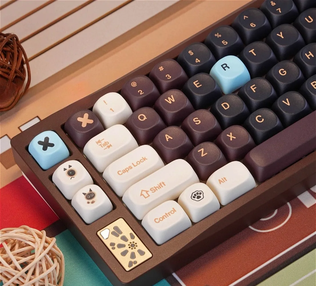 

PBT 5-Side Dye-Sub Keycaps, Boba Themed, Cherry Profile, Cute Custom Keycap Set for Mechanical Keyboard