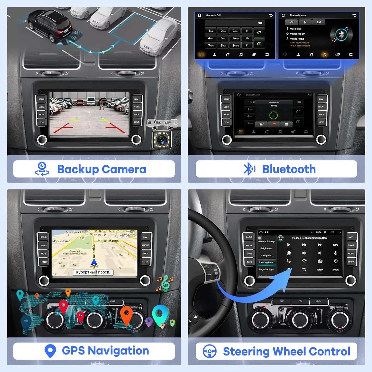 วิทยุติดรถยนต์2Din สำหรับ VW Golf 5 6 Volkswagen Passat B6 B7 CC Jetta ไร้สาย CarPlay แอนดรอยด์นำทาง GPS อินเทอร์เน็ต WiFi/4G