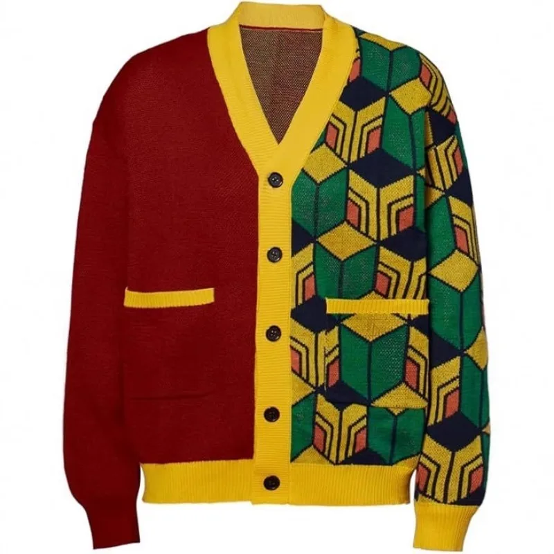 

Anime Cosplay Costume Kamado Tanjirou Kamado Nezuko Pullover Cardigan Knitted Coat Jacket for Women Men Halloween Party Outfit