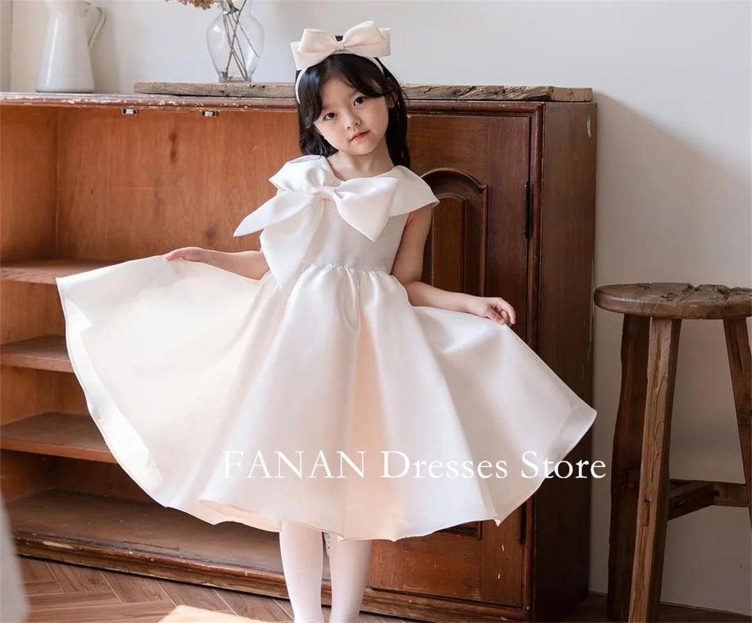 

FANAN Lovely Flower Girl Dresses Little Bow Elegant Princess Korea Ball Gown For Kids Birthday Party First Communion Dress