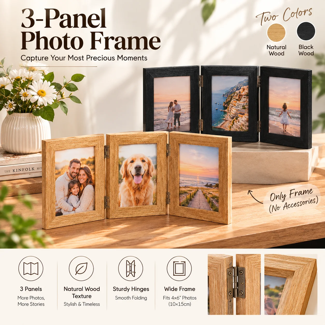 Folding Collage Photo Frame Black/white/ Gray Wood Grain Color Combination Picture Frame Creative Photo Frames and Albums Decor