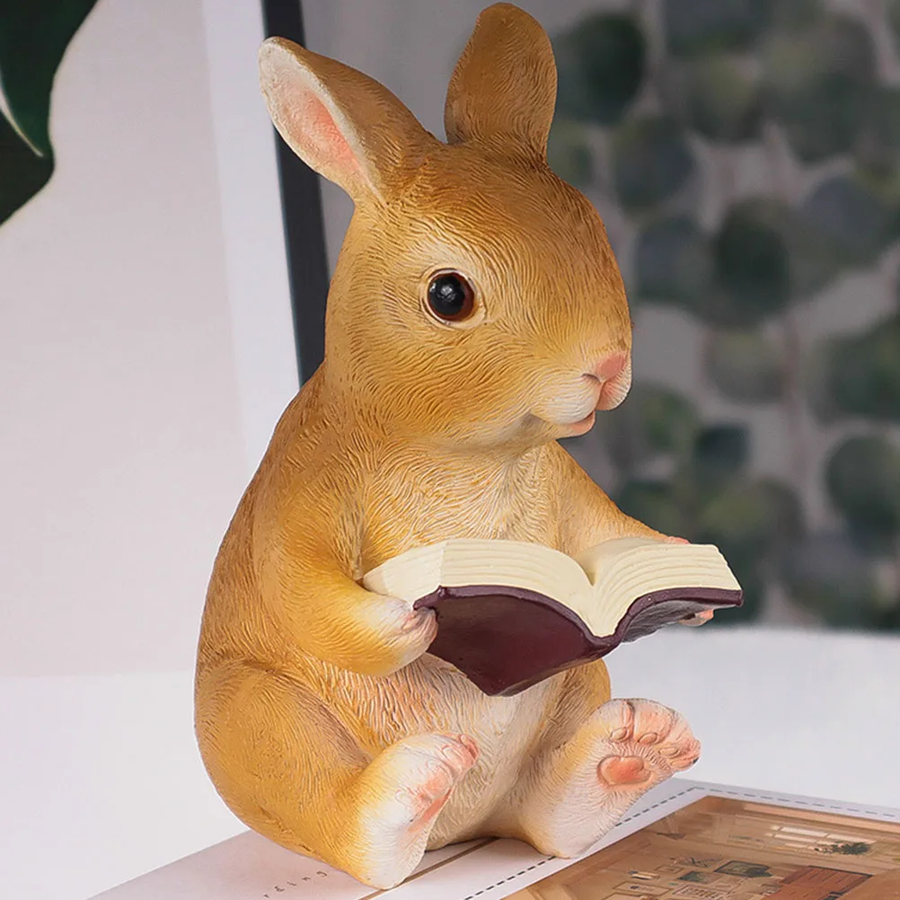 

Resin Rabbit Statue Durable No Fading Perfect Gift Home Balcony Photography Props Small Decoration Outdoor Indoor