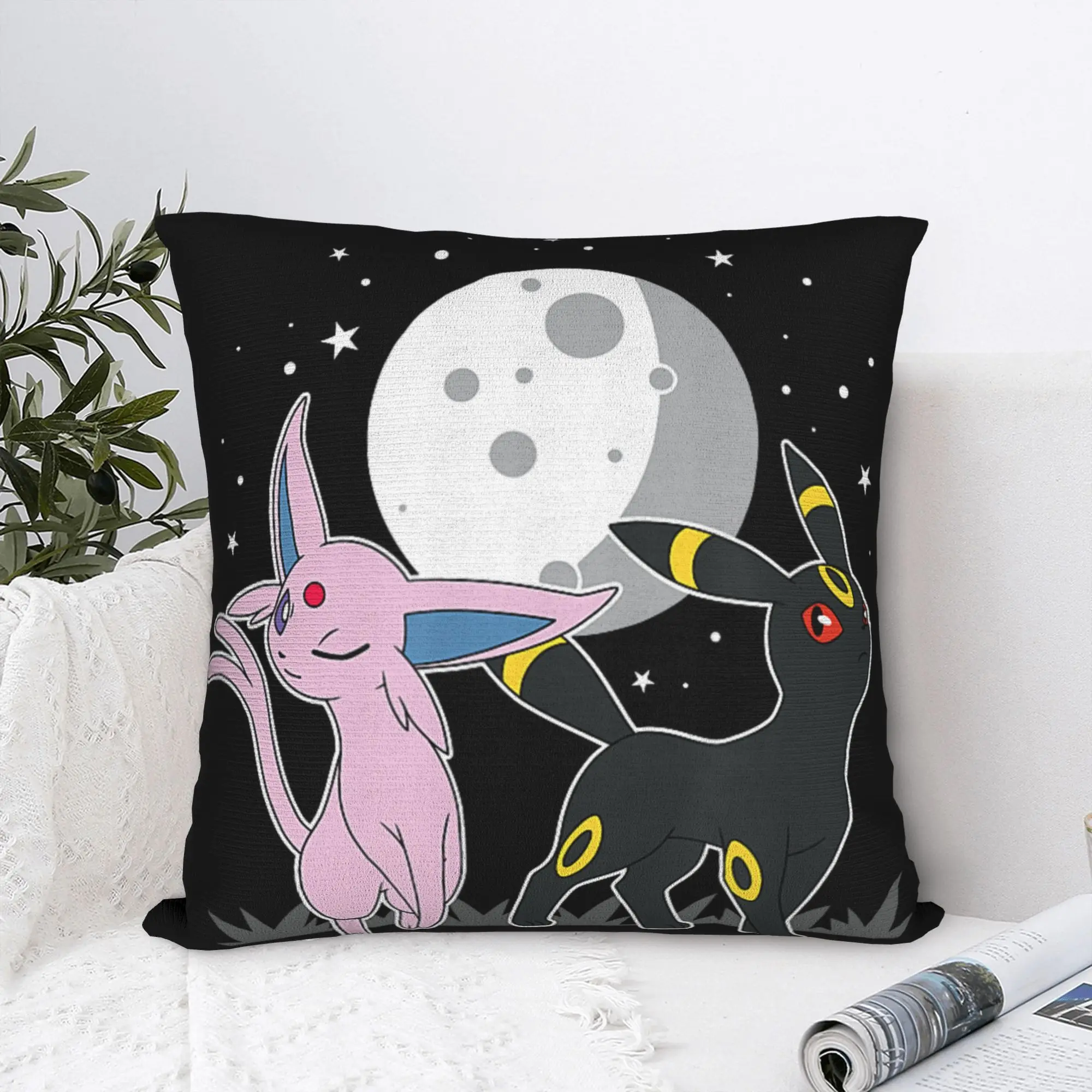 Pokemon Celestial Espeon and Umbreon Pillow Case  Comfy Pillow Cover Novelty Pillowcases For Sofa Home Decoration
