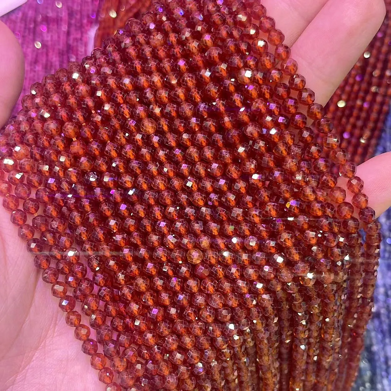 Noble Natural Brown Garnet Stone Bead 2/3/4MM Spessartine Crystal Round Faceted Loose Charm Bead DIY Bracelet Necklace Jewelry