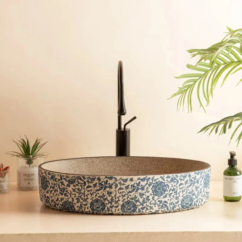 Waterproof Washhand Stand Moisture Proof Bathroom Sinks Easy Cleaning Bathroom Washbasins Ceramic Top Mount Sink Household