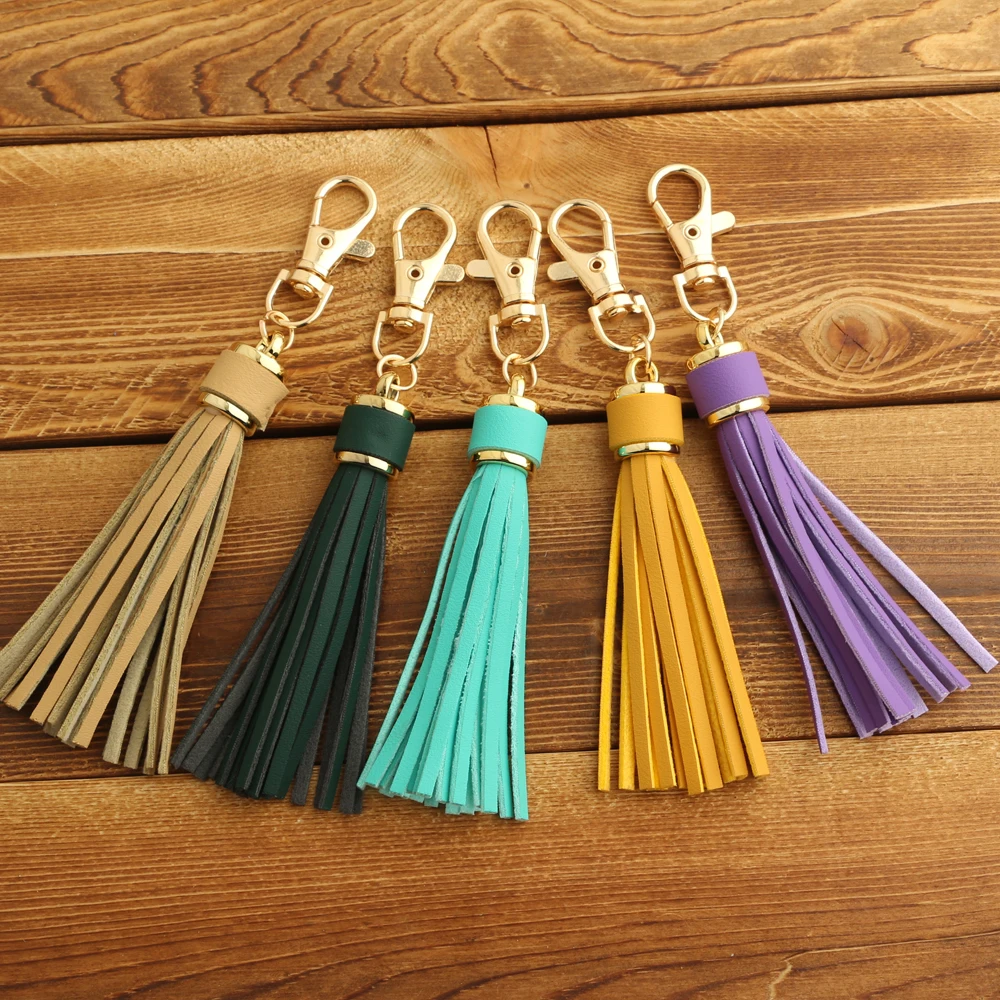 2023NorKeer New Fashion Tassel Key Chain Women Cute Tassel KeyChain Bag Accessory PU Leather Tassels Car Key Ring Fringe Jewelry