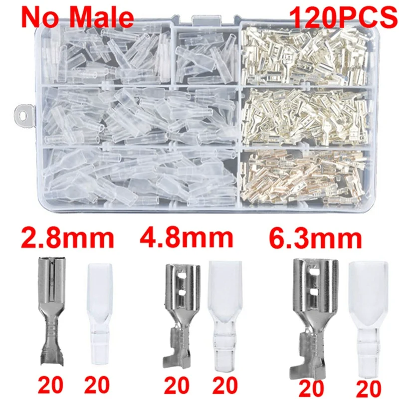 120PCS 2.8/4.8/6.3MM full series of cold-pressed terminal blocks, plug-in type commonly used terminal blocks, crimp terminals