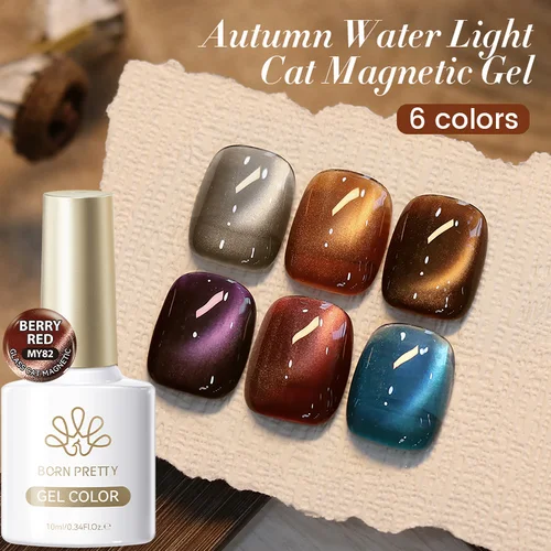 Imagen 2 del producto BORN PRETTY-esmalte de Gel magnético para ojos, gato, marrón, dorado, 10ml, luz de agua de otoño, imán de cristal, barniz para manicura