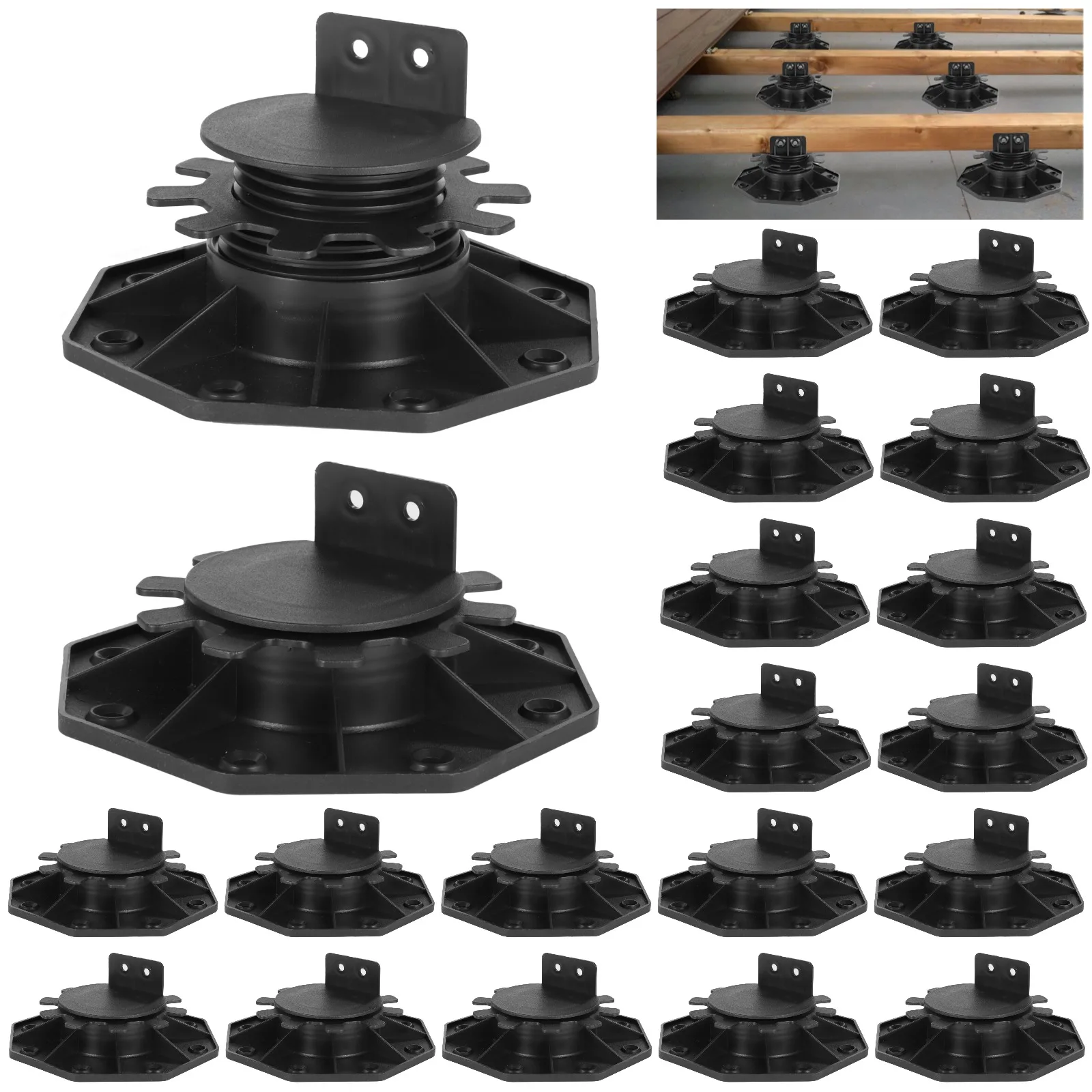 

20PCS Adjustable Deck Supports Plastic Pedestal Paver Deck Foundation Base Platform Deck Floor Support For Balconies Patios