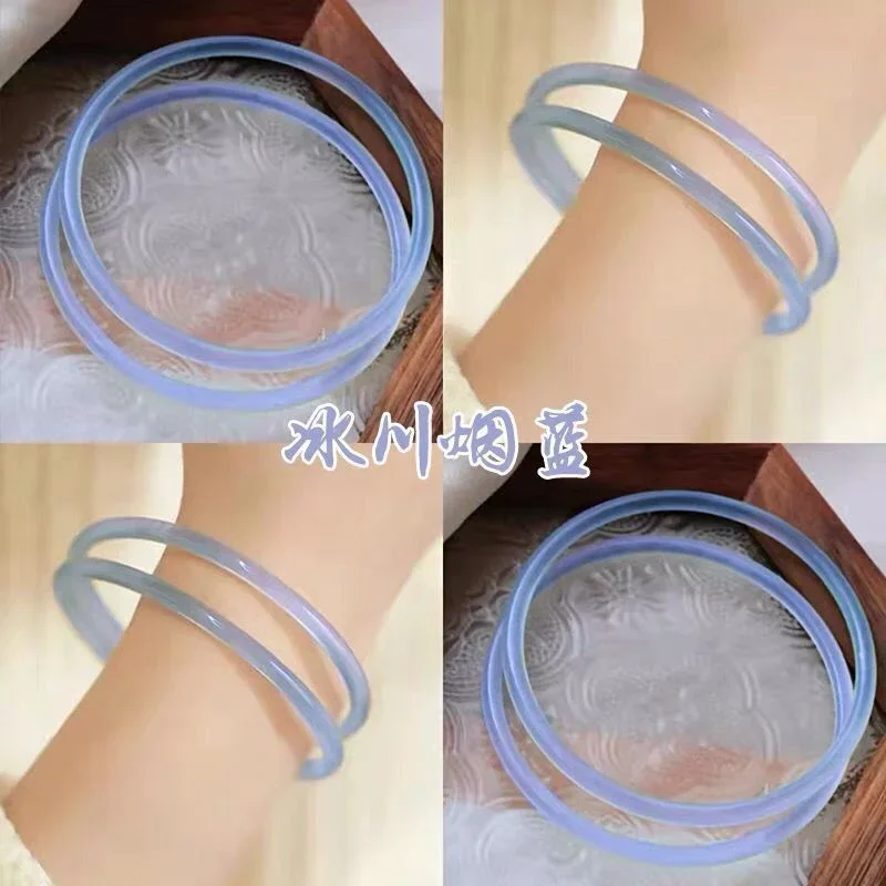 

Maichuang/Jade Ice Species Sky Blue Bracelet Agate Thin Strip Fine Jewelry Accessories Personality Bangles LuckyGift for Couples