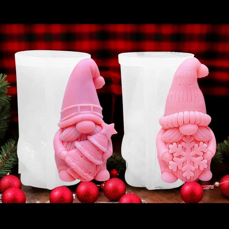 Silicone Mould Gnome Candle Molds Silicone Christmas Decoration Cement Mould Desktop Ornament Concrete Molds Candle Making