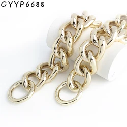 Cadenas de Metal de aluminio grueso para mujer, accesorios de manijas cruzadas, color dorado claro, 30MM