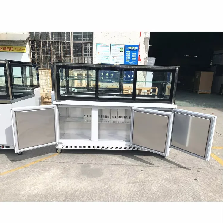 Custom Three Door Commercial Salad bar Counter Display Chiller with Glass Cover