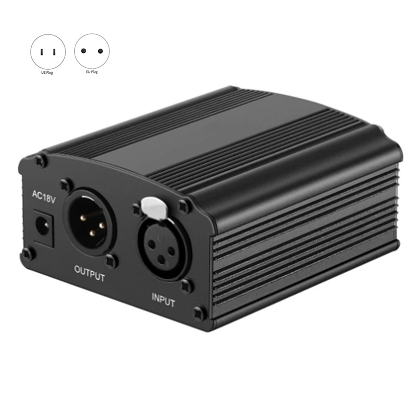 Condenser Microphone XLR Cable 48V Phantom Power Supply Microphone Phantom Power EU Plug