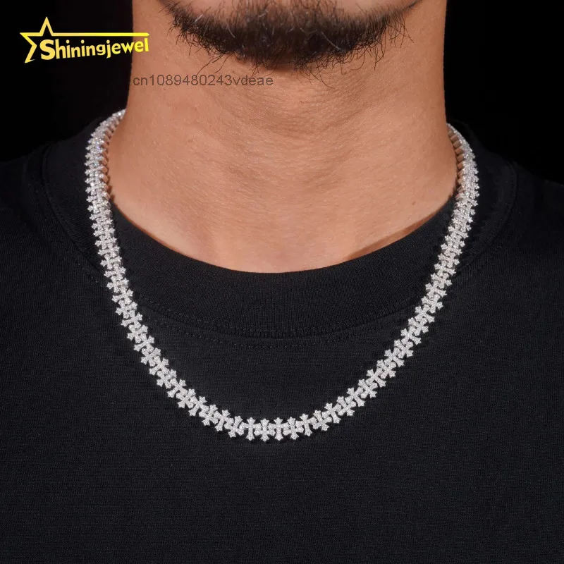 Price Wholesale Fine Jewelry Fashion Hot Selling 925 Sterling Silver Hip Hop 8mm Iced Out Infinity Cross Necklaces Bracelet.