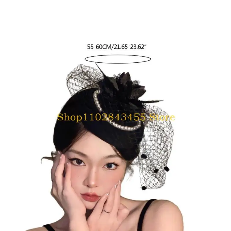 49MC أنثى شبكة زهرة قبعة الشعر كليب الكنيسة قبعة BridalShower 1920S الزعنفة أغطية الرأس #6