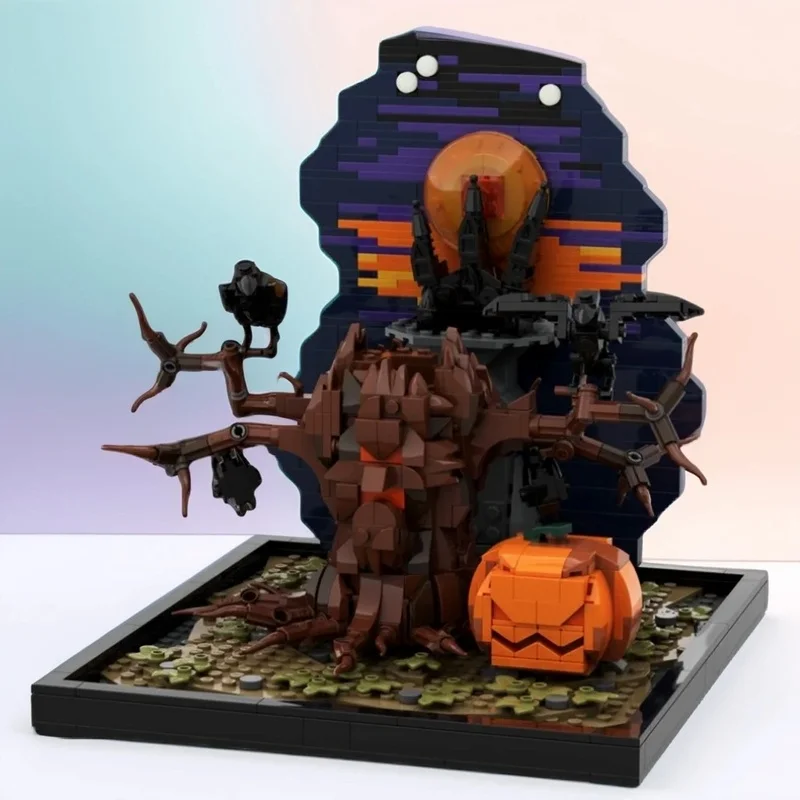 914 pçs moc halloween árvore abóbora sazonal halloweened modelo blocos de construção construção diy brinquedo idéia presente natal tijolo crianças