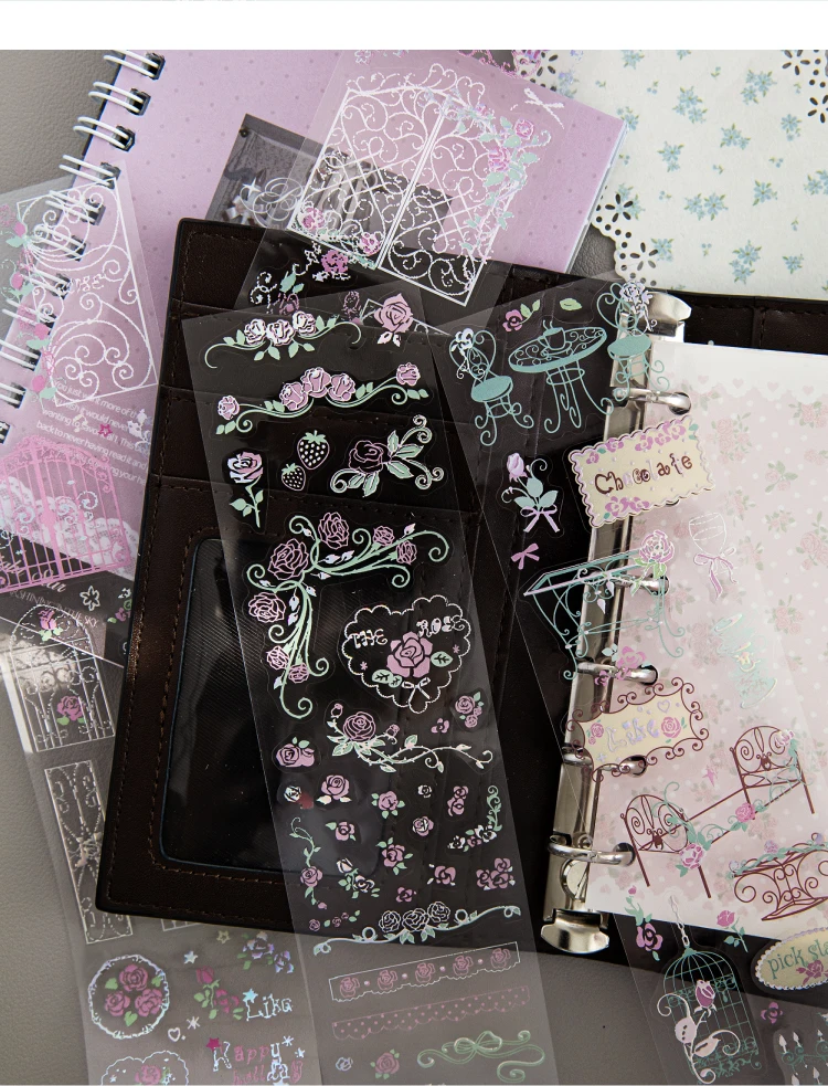 JIANQI Rosengarten Kleine Gegenstände Klebeband Retro Pflanzen Maskierband Washi Tape Scrapbooking Aufkleber Etiketten Schreibwaren – Detail 8