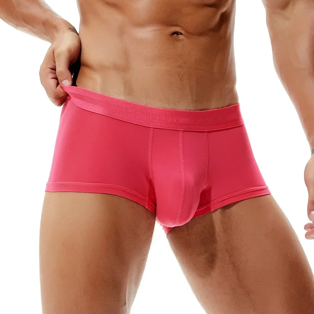 Seobean Men\'s Seamless Ice Silk Boxer Briefs Underwear for Comfortable Fit