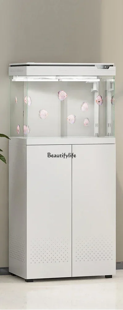 

FG26Living Room Small Household Base Cabinet Super White Glass Ecological Fish Tank
