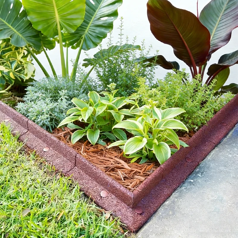 Rubber Lawn Edging Strip, Flexible Landscape Border for Flower Beds, No Dig Grass Divider, Mower Safe, 2 Pack