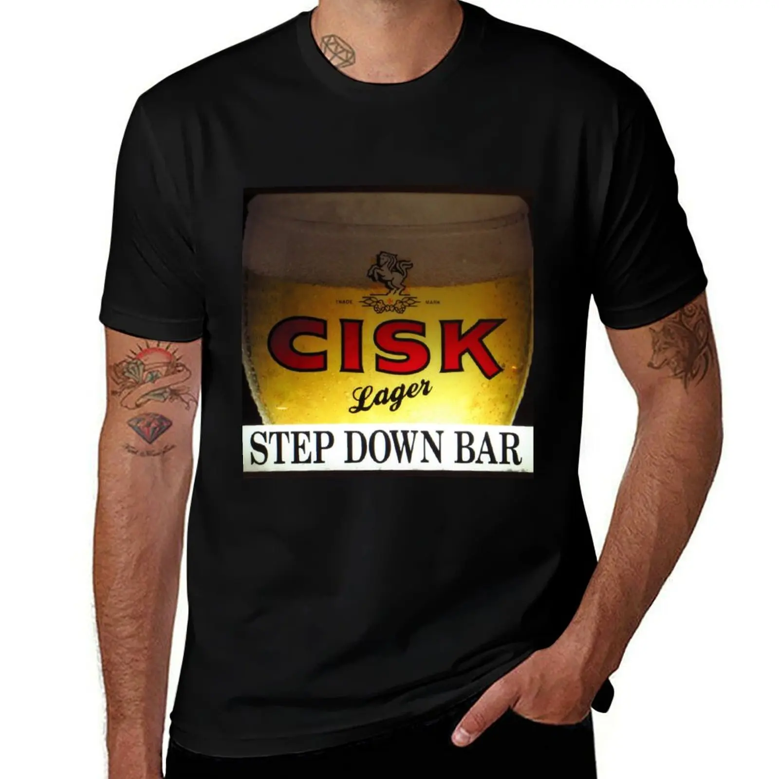 Enjoy A Cisk at the Step Down Bar T-Shirt Fashion Print Casual Short Sleeve