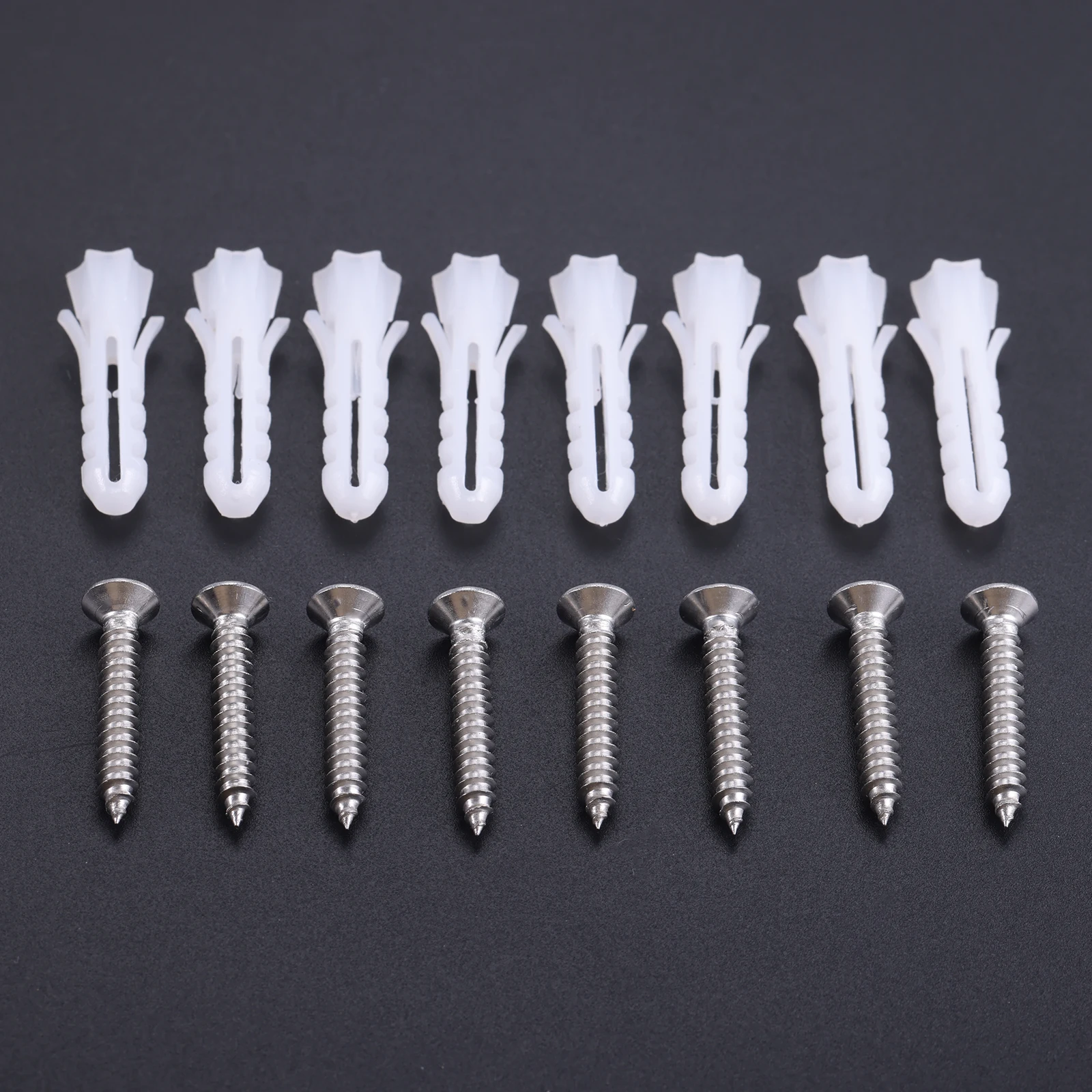 8 Set Flat Head Self-tapping Screws with Expansion Tubes Bathroom Kitchen Hanging Accessories 4x25mm Anchors and Screw Kit