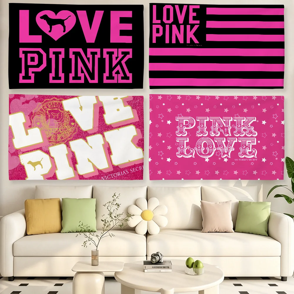 Fashion flag For Living Room Home Dorm Decor Wall Outdoor Camping Party V-Victorias-s Love S-SecretS Pink Banner Gifts