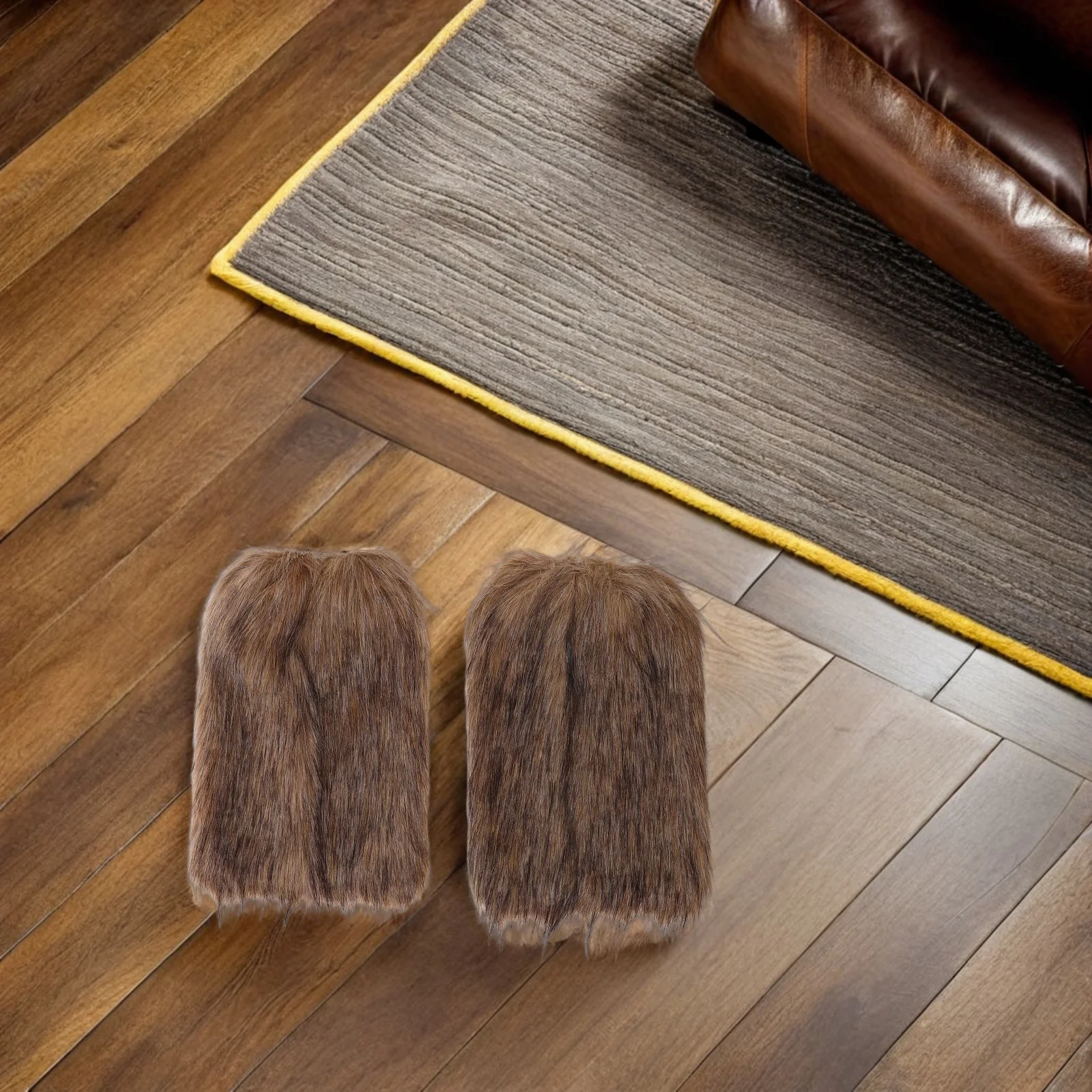 1 Pair Faux Viking Leg Warmers Boot Covers For Women Men Halloween Cosplay Winter Party Costume Accessories - Furry Leg