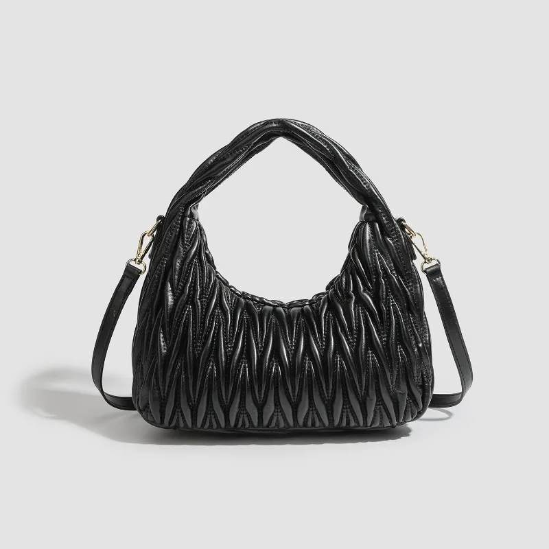 

2026 New Simple Lingge Dumpling Bun Versatile Fashion Commuter Handheld One Shoulder Cross Shoulder Underarm Bag