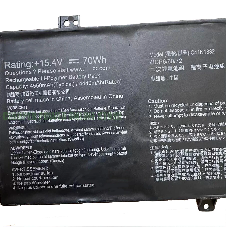 CP Original Laptop Battery C41N1832 15.4V/70Wh/4550mAh For Pro P3540FA P3540FB PX574FB PX574F Series Notebook