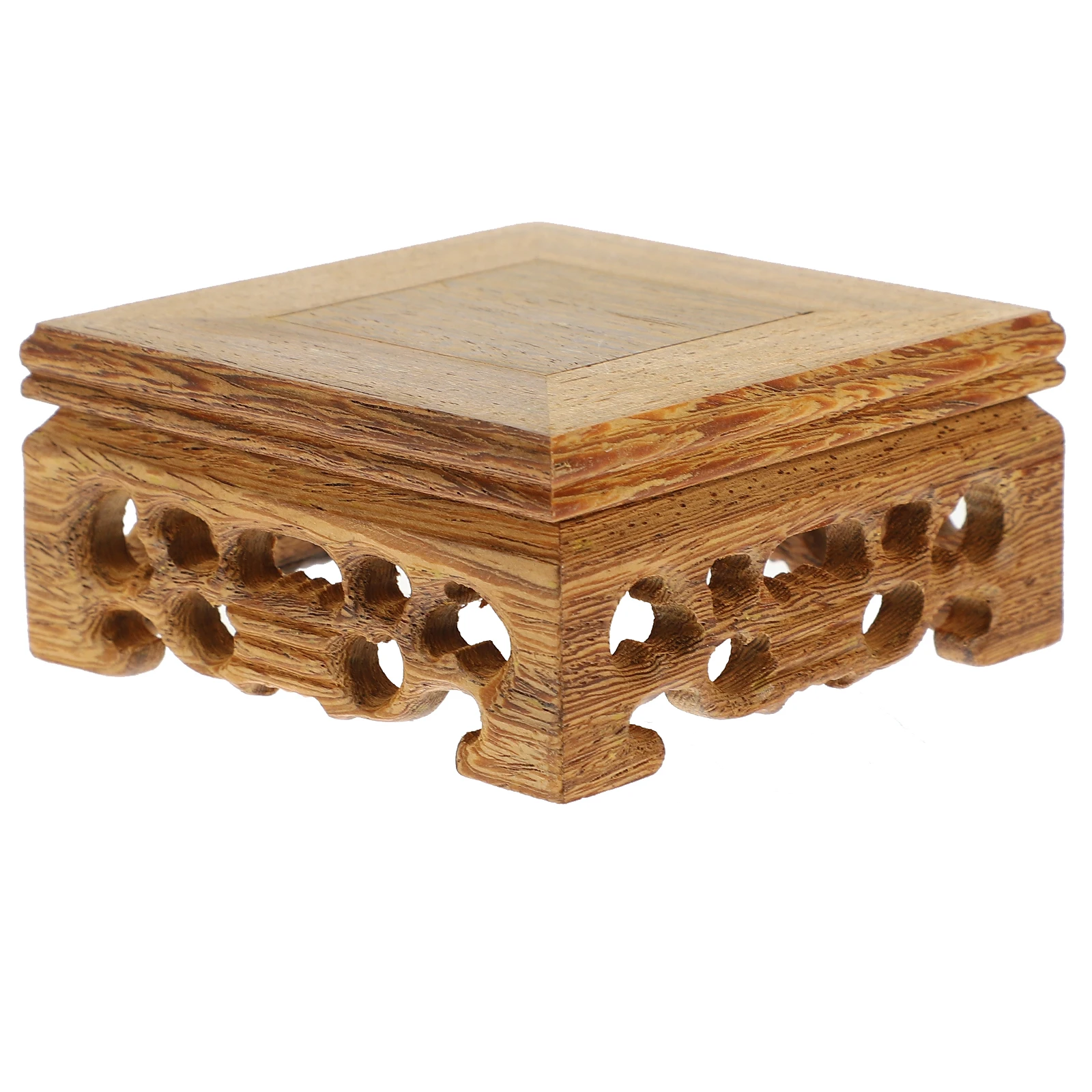 

Red Statue Base Square Stand for Teapot Vase Crafts Wood Display Stand 8x8x3 6cm Stable Display Decor