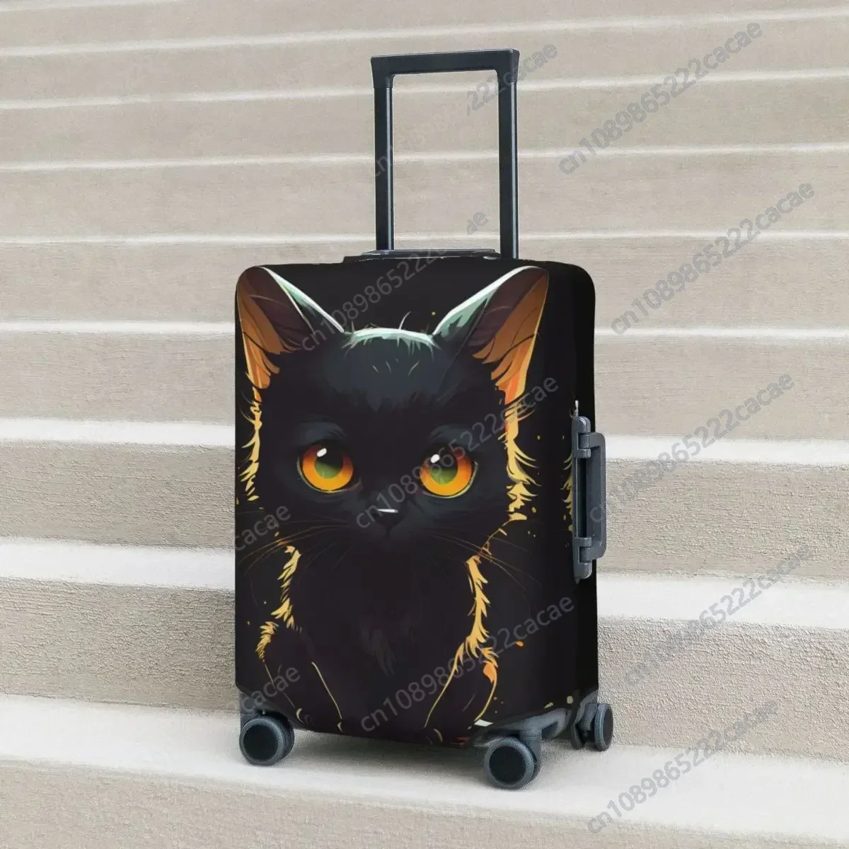 

Cute Kitten Suitcase Cover Black Cat Business Holiday Strectch Luggage Accesories Protector