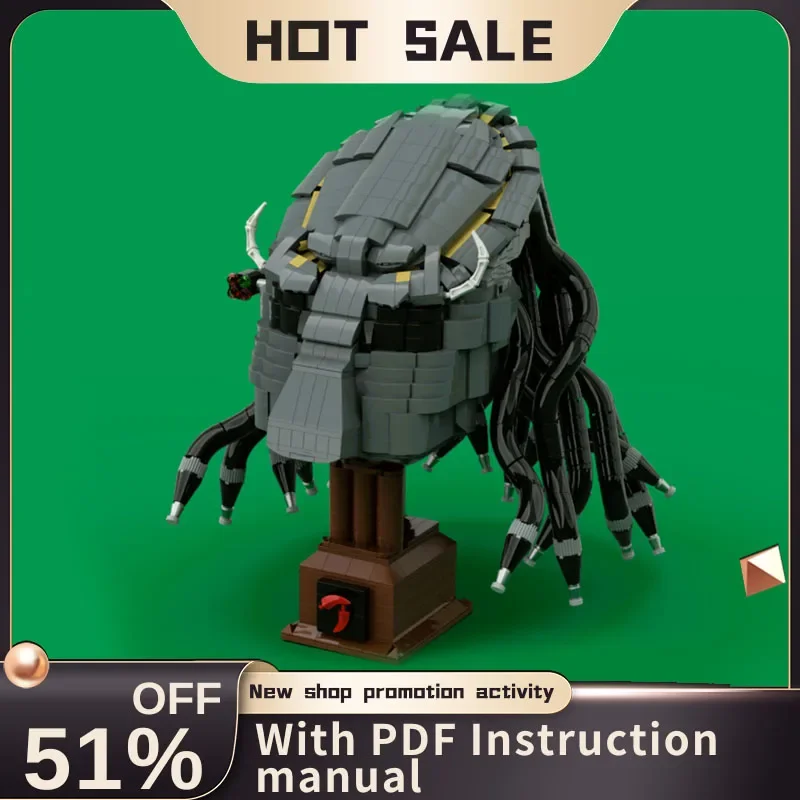 

New 1546Pcs Famous Alien Movie Series Moc Jungle Hunter Helmet Model Custom Puzzle Diy Creative Ideas Kid Toys Birthday Gift