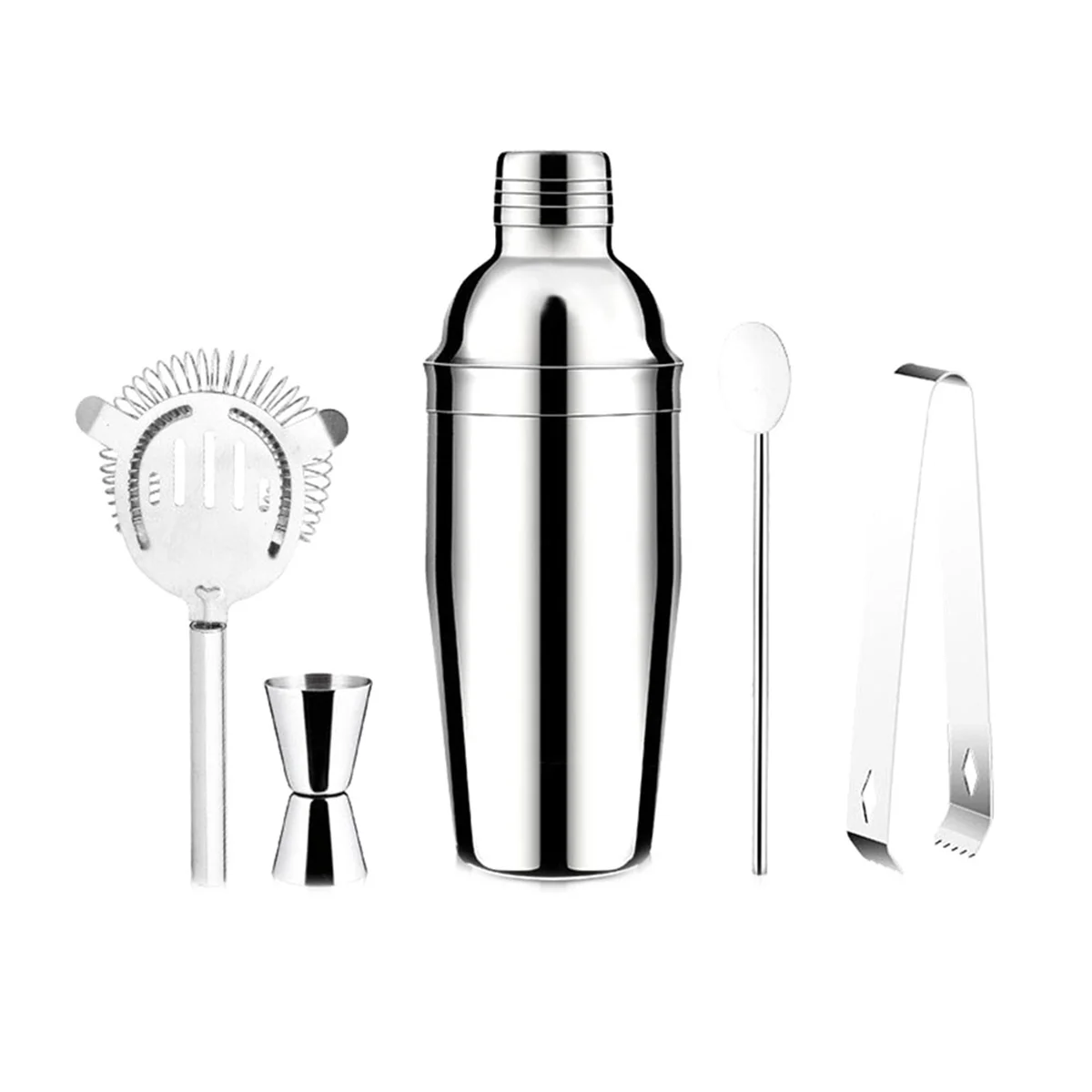 

5-Piece Bar Tools Set with Shaker Jigger Strainer Muddler Cocktail Shaker Set Bar Bartender Kit Measuring Cup